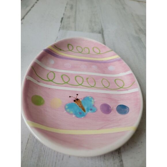Ceramic pink Easter egg serving plate home decor - Picture 3 of 5